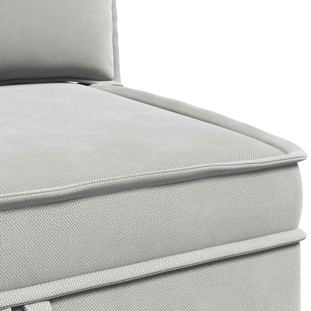 Ecksofa mit Stauraum Hellgrau Samt