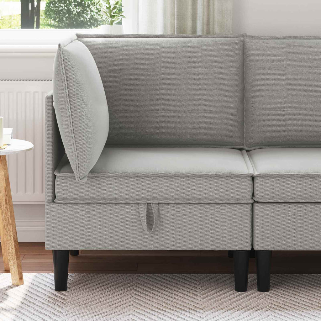 Ecksofa mit Stauraum Hellgrau Samt