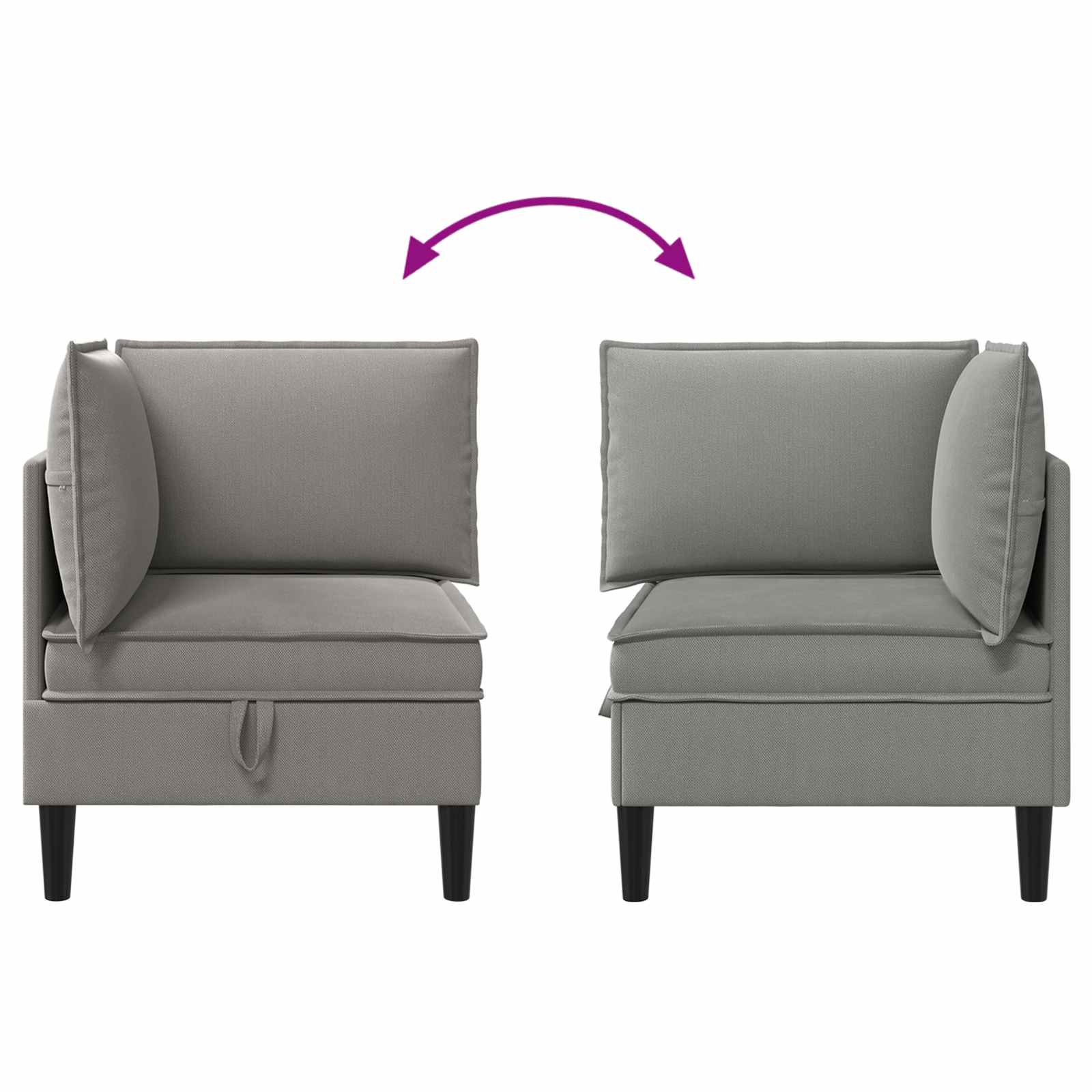 Ecksofa mit Stauraum Dunkelgrau Samt