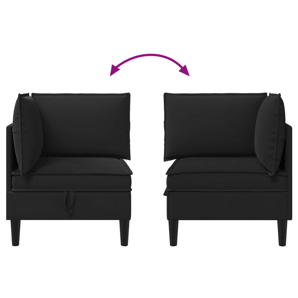 Ecksofa mit Stauraum Schwarz Samt