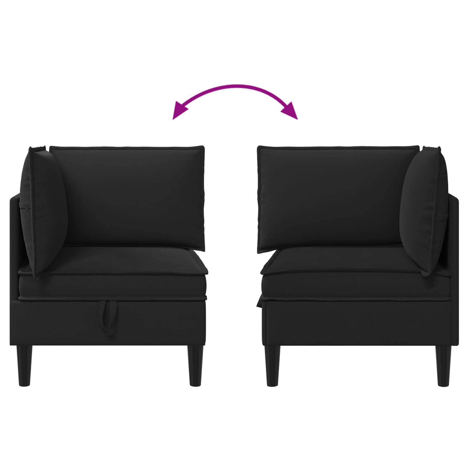 Ecksofa mit Stauraum Schwarz Samt