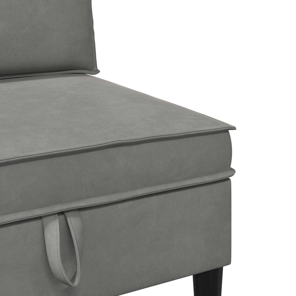 Mittels Sofa mit Stauraum Hellgrau Samt