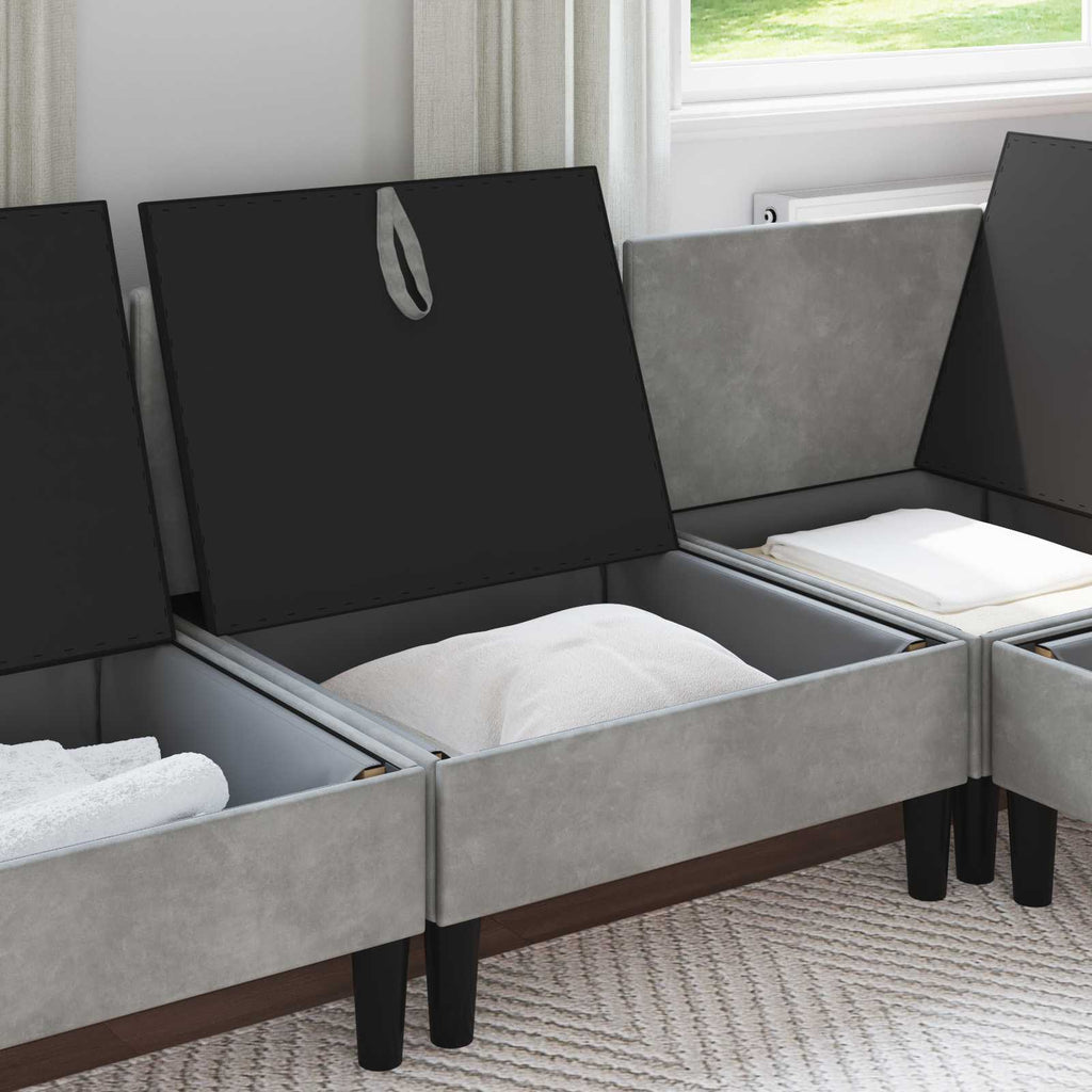 Mittels Sofa mit Stauraum Hellgrau Samt