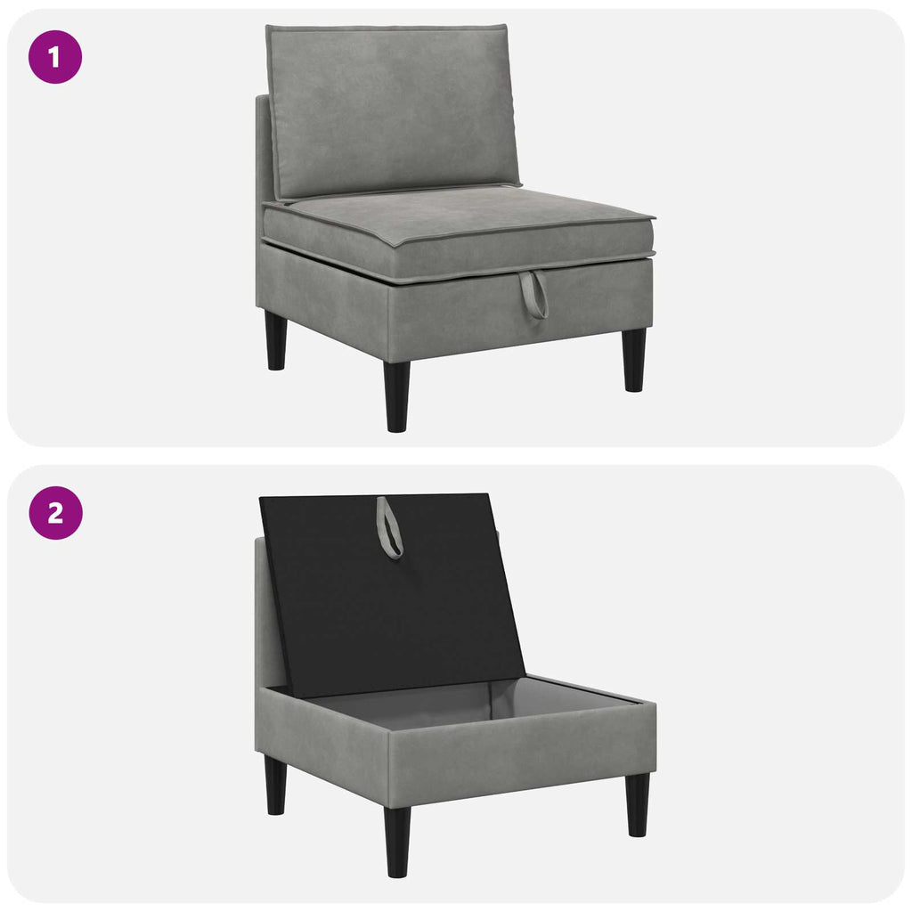 Mittels Sofa mit Stauraum Hellgrau Samt