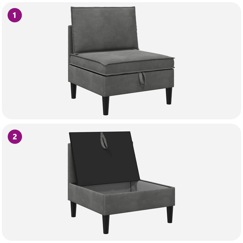 Mittels Sofa mit Stauraum Dunkelgrau Samt