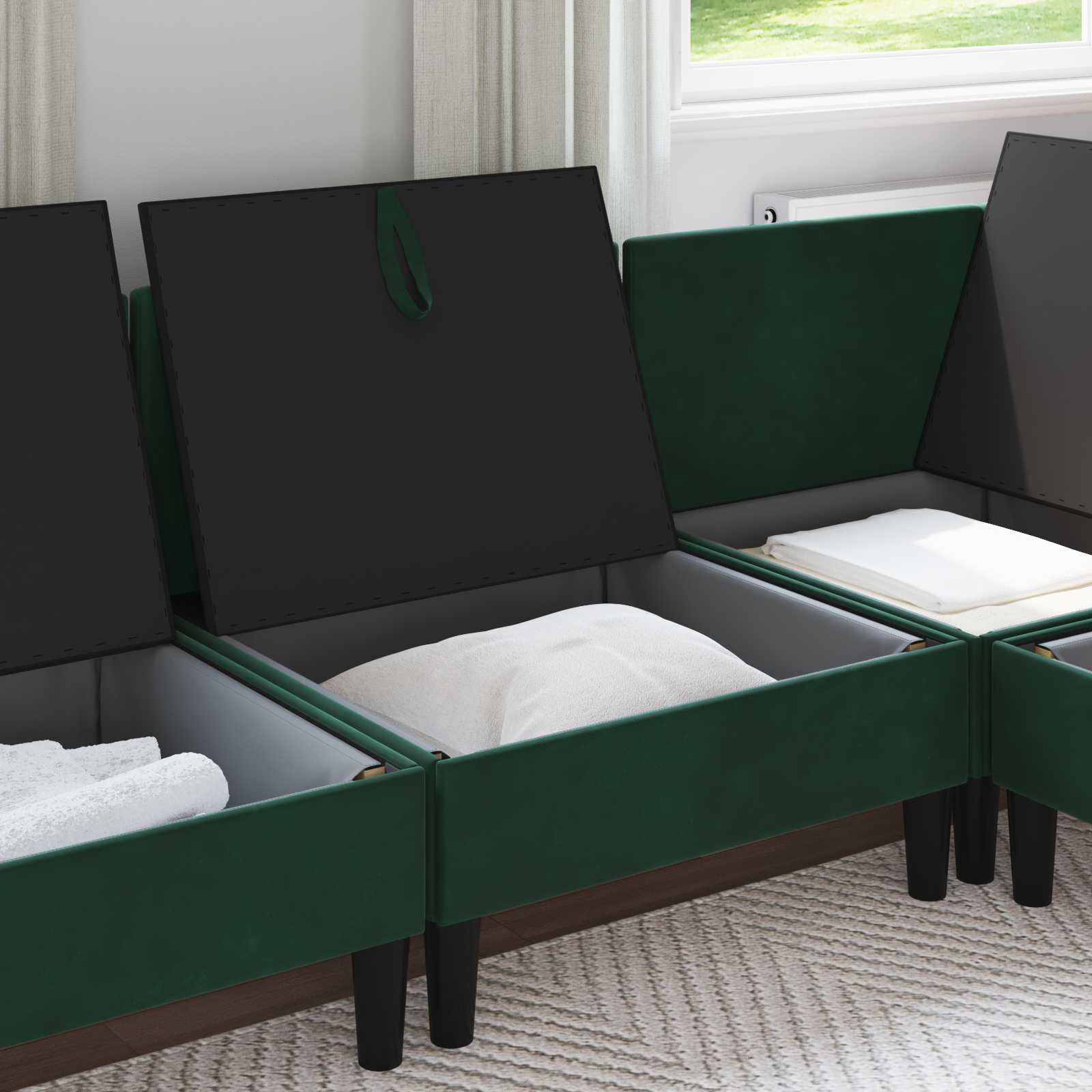 Mittels Sofa mit Stauraum Dunkelgrün Samt