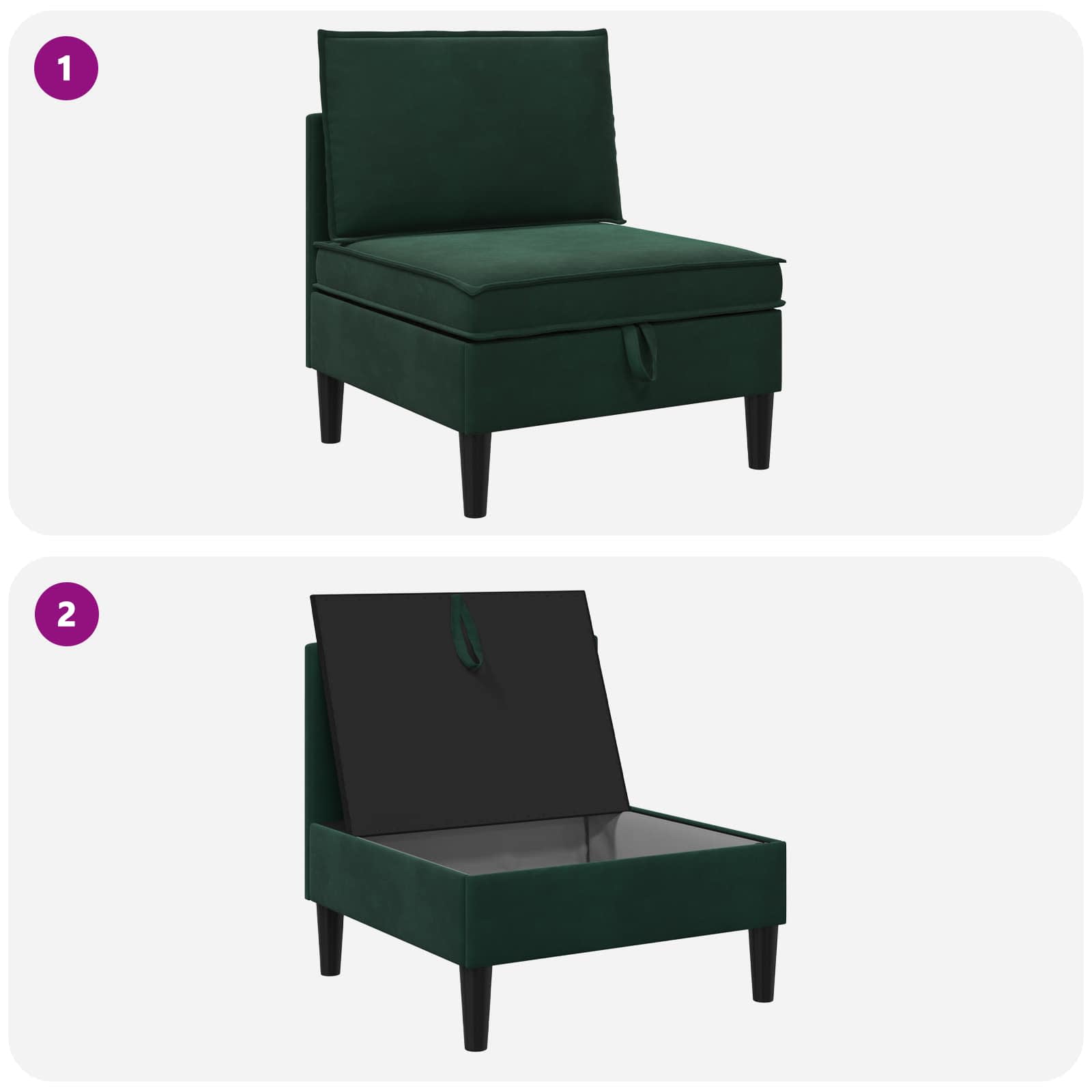 Mittels Sofa mit Stauraum Dunkelgrün Samt