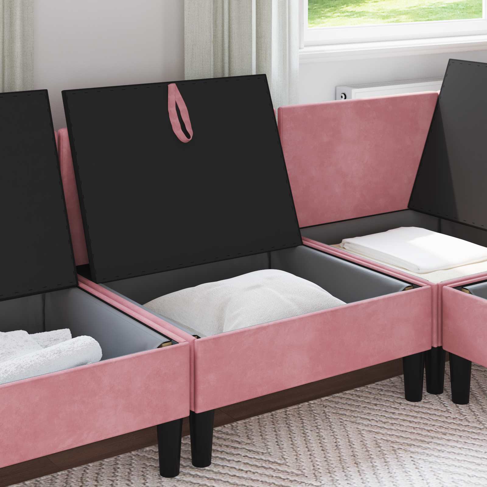 Mittels Sofa mit Stauraum Rosa Samt