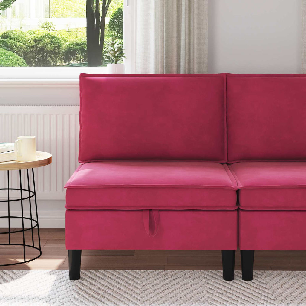 Mittels Sofa mit Stauraum Weinrot Samt