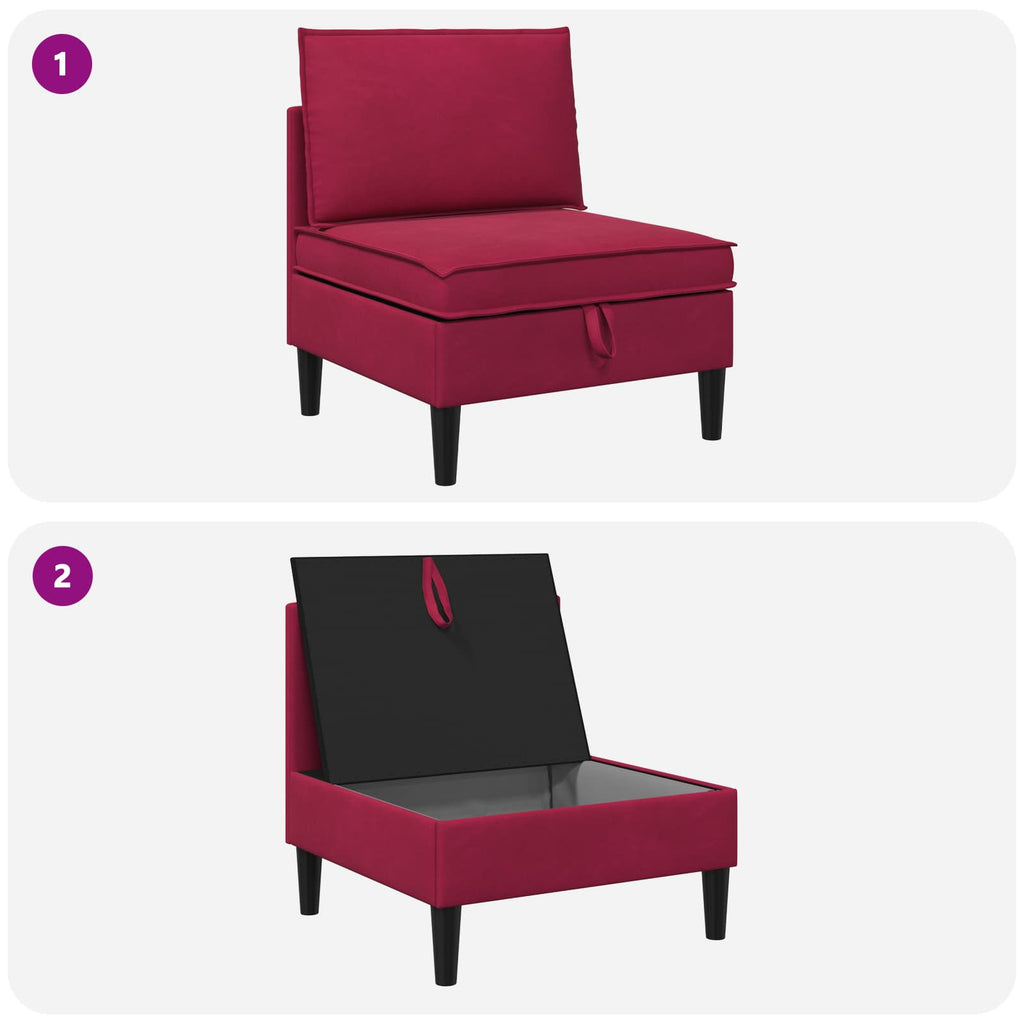 Mittels Sofa mit Stauraum Weinrot Samt