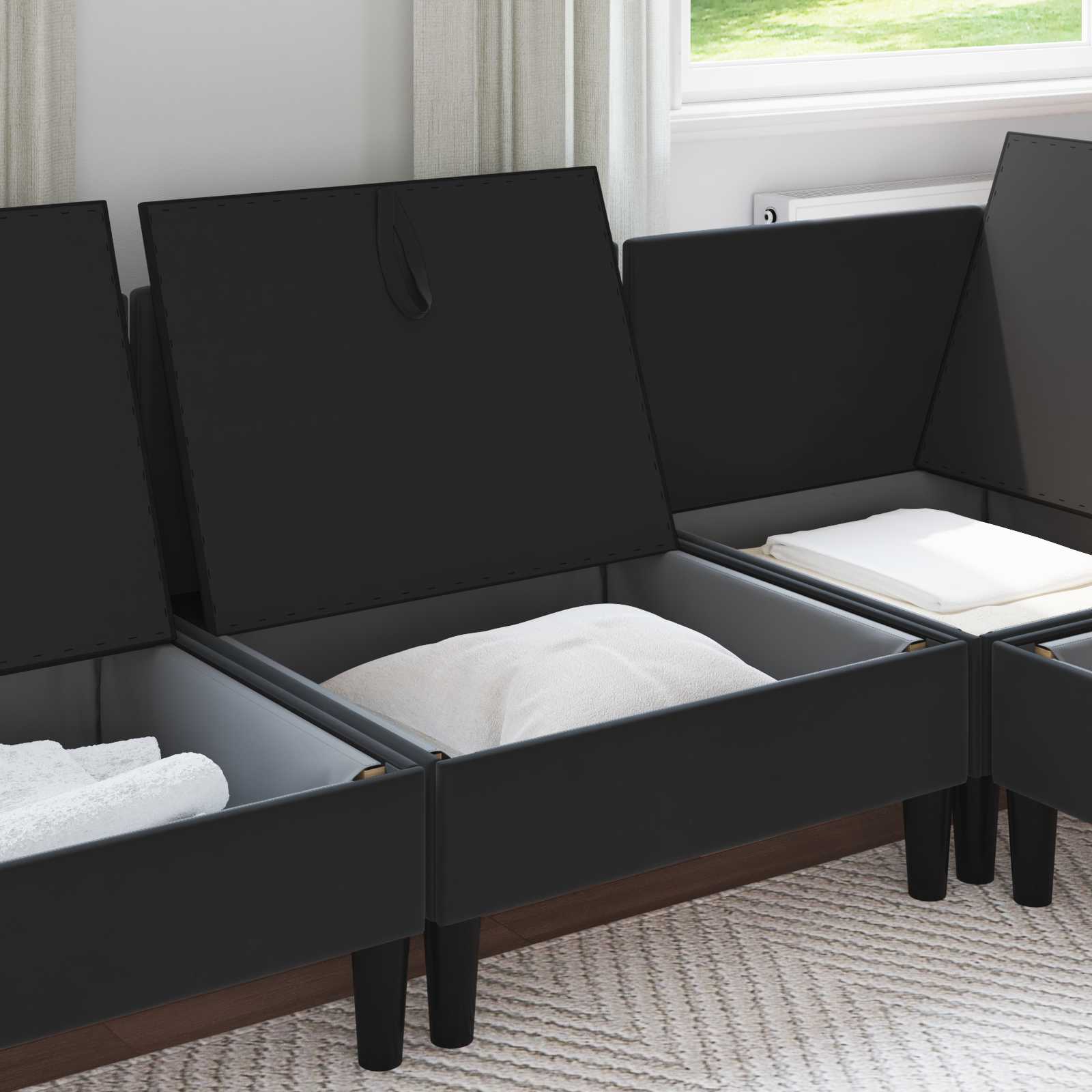 Mittels Sofa mit Stauraum Schwarz Samt