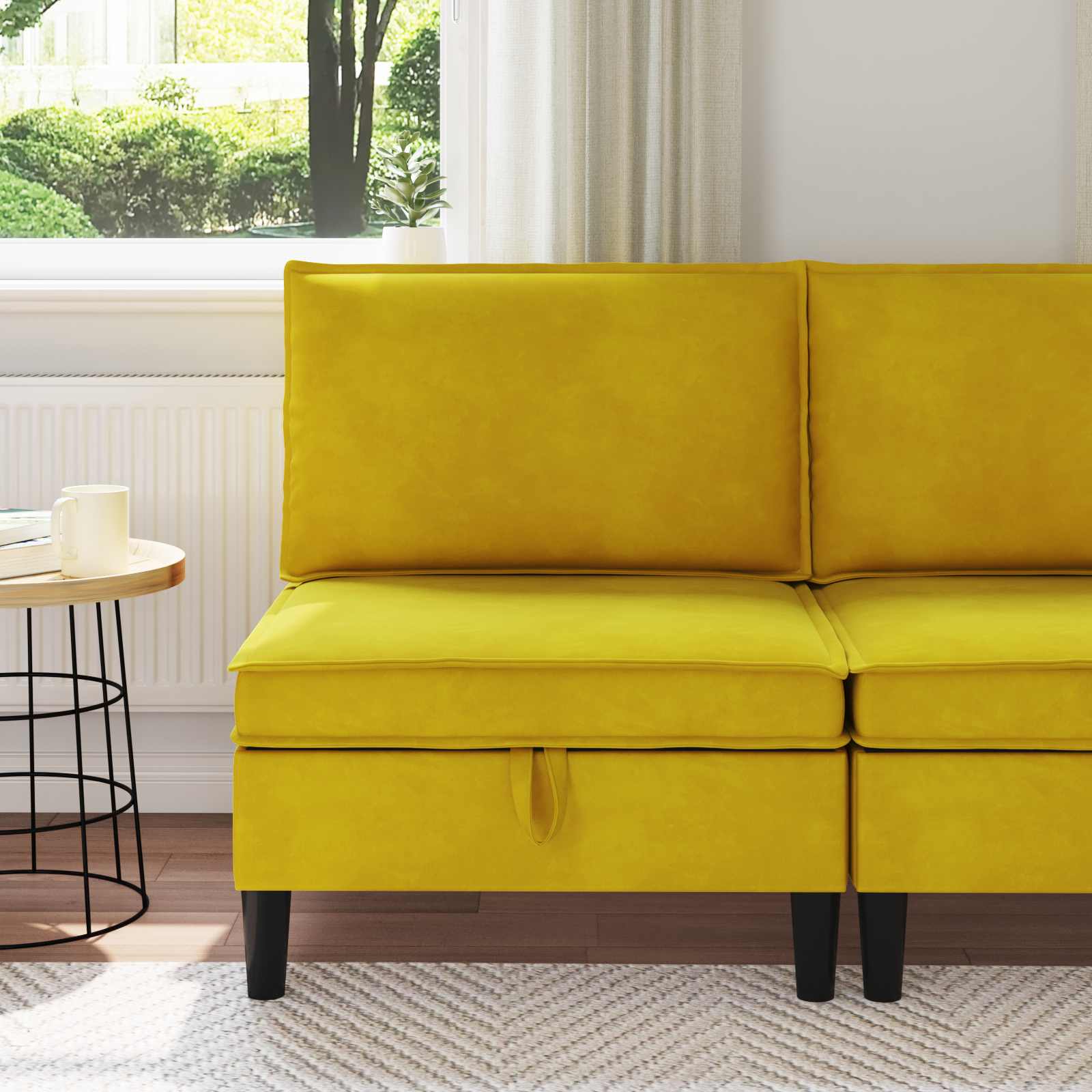 Mittels Sofa mit Stauraum Gelb Samt