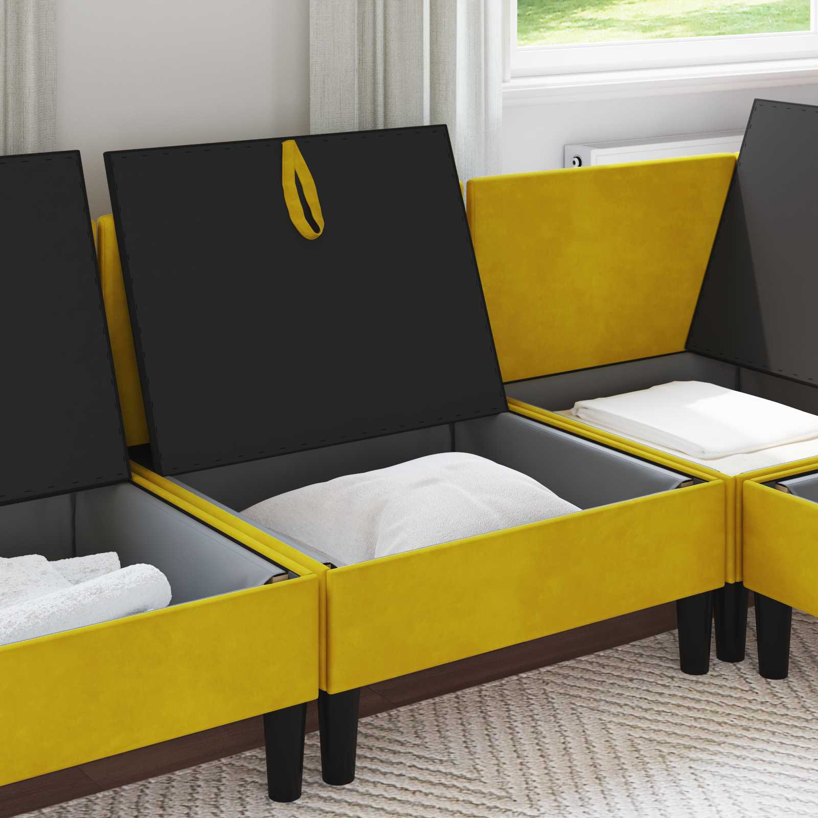 Mittels Sofa mit Stauraum Gelb Samt