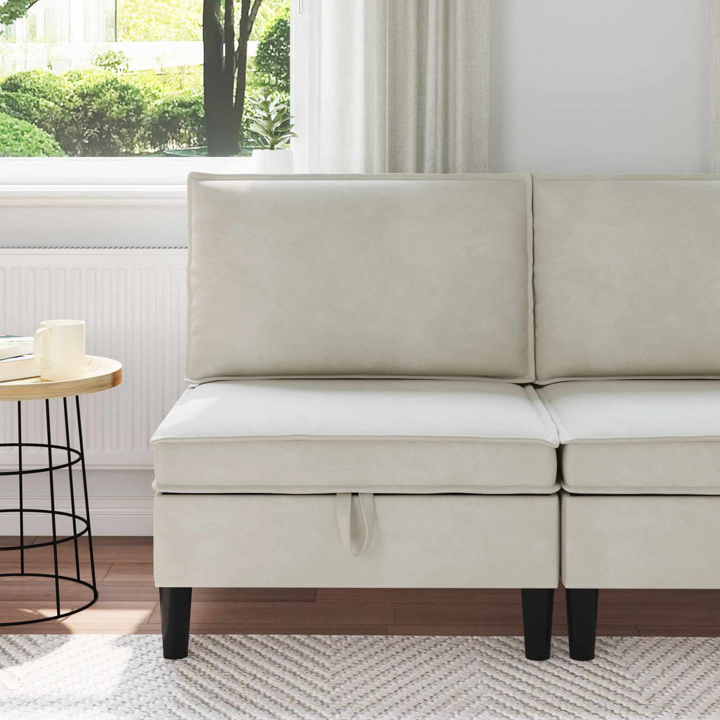 Mittels Sofa mit Stauraum Creme Samt