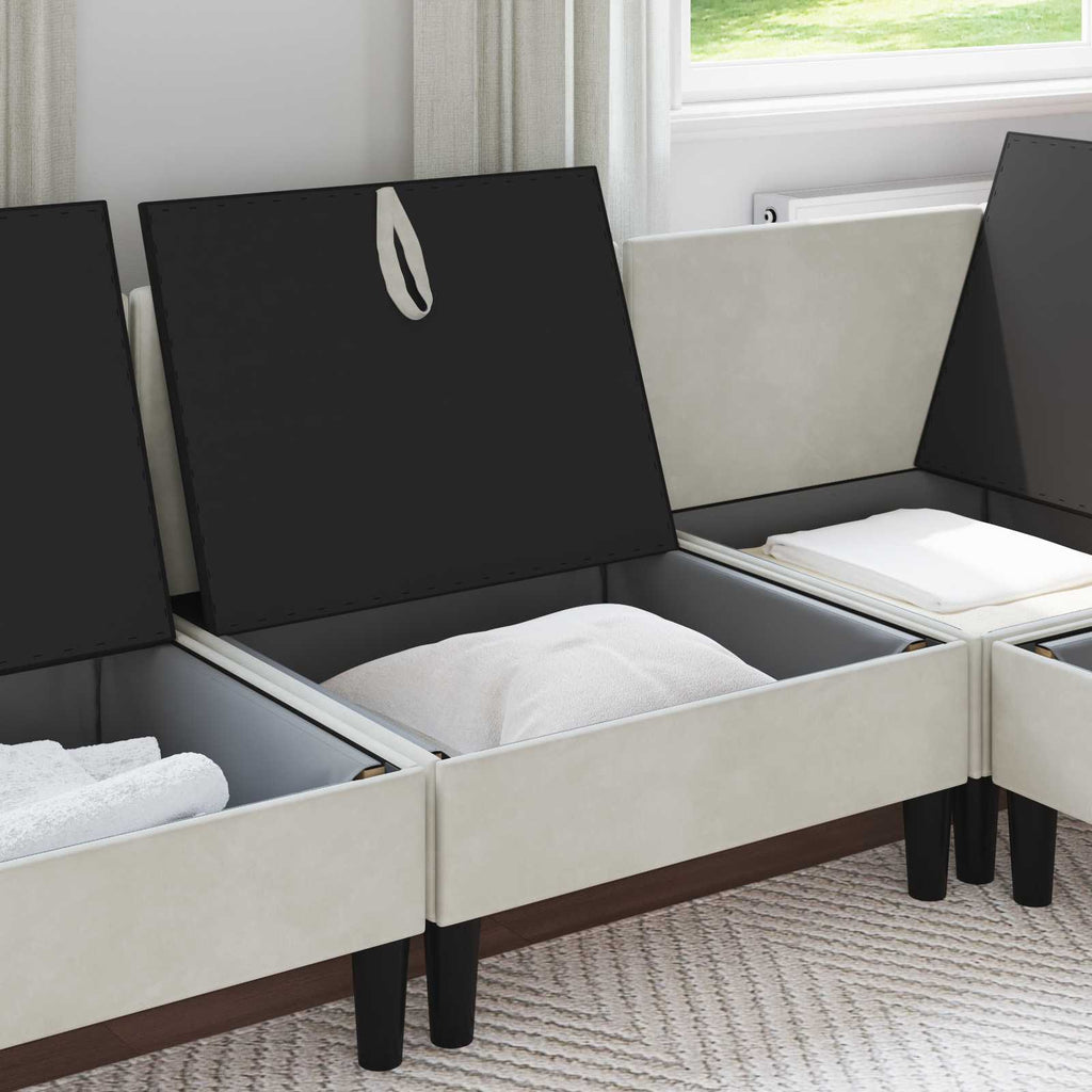 Mittels Sofa mit Stauraum Creme Samt