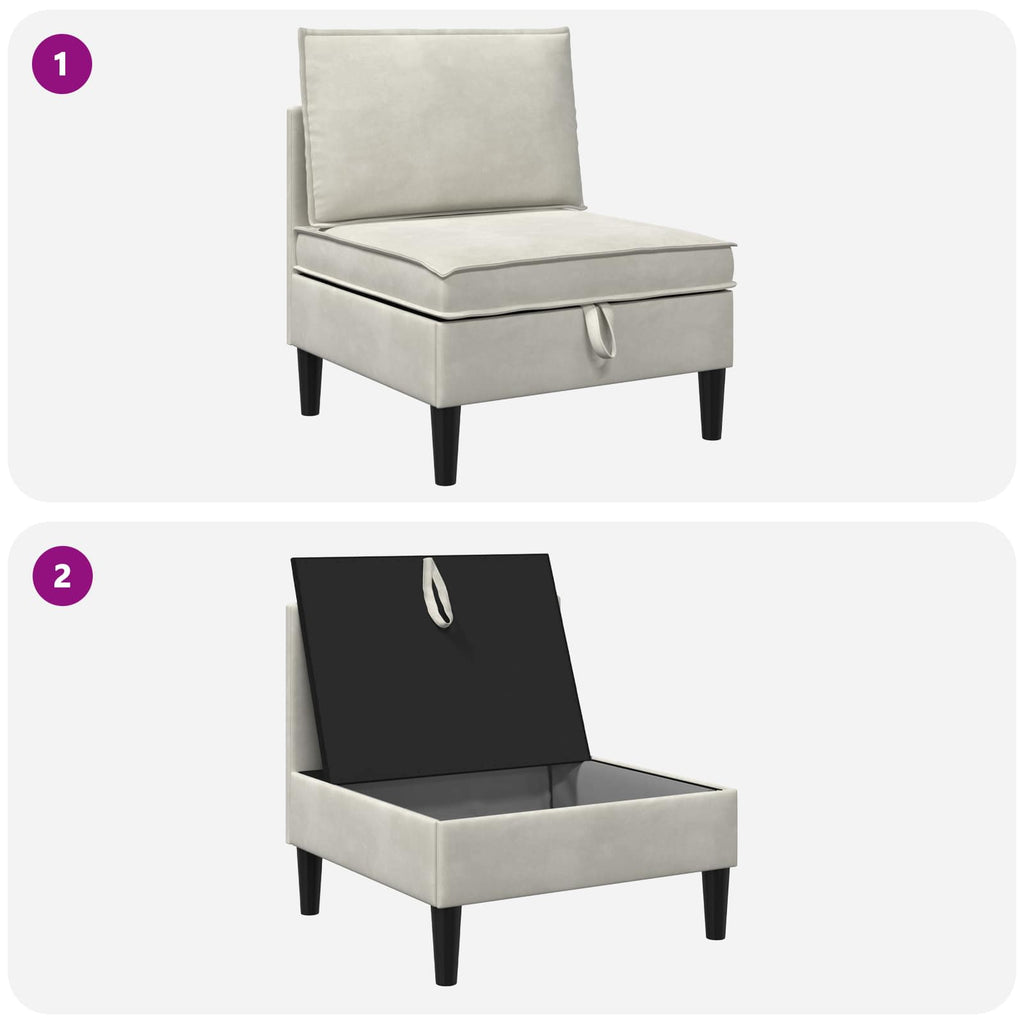 Mittels Sofa mit Stauraum Creme Samt