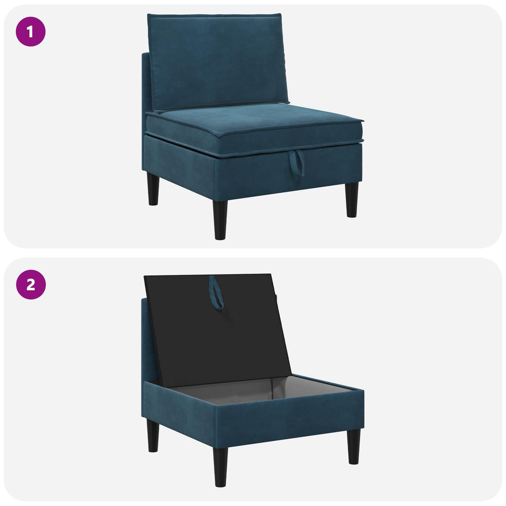 Mittels Sofa mit Stauraum Blau Samt