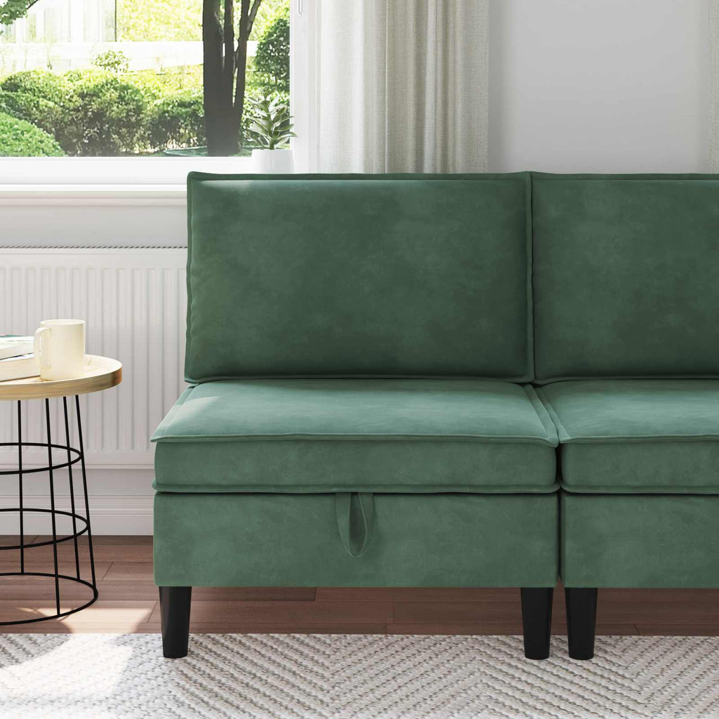 Mittels Sofa mit Stauraum Meergrün Samt