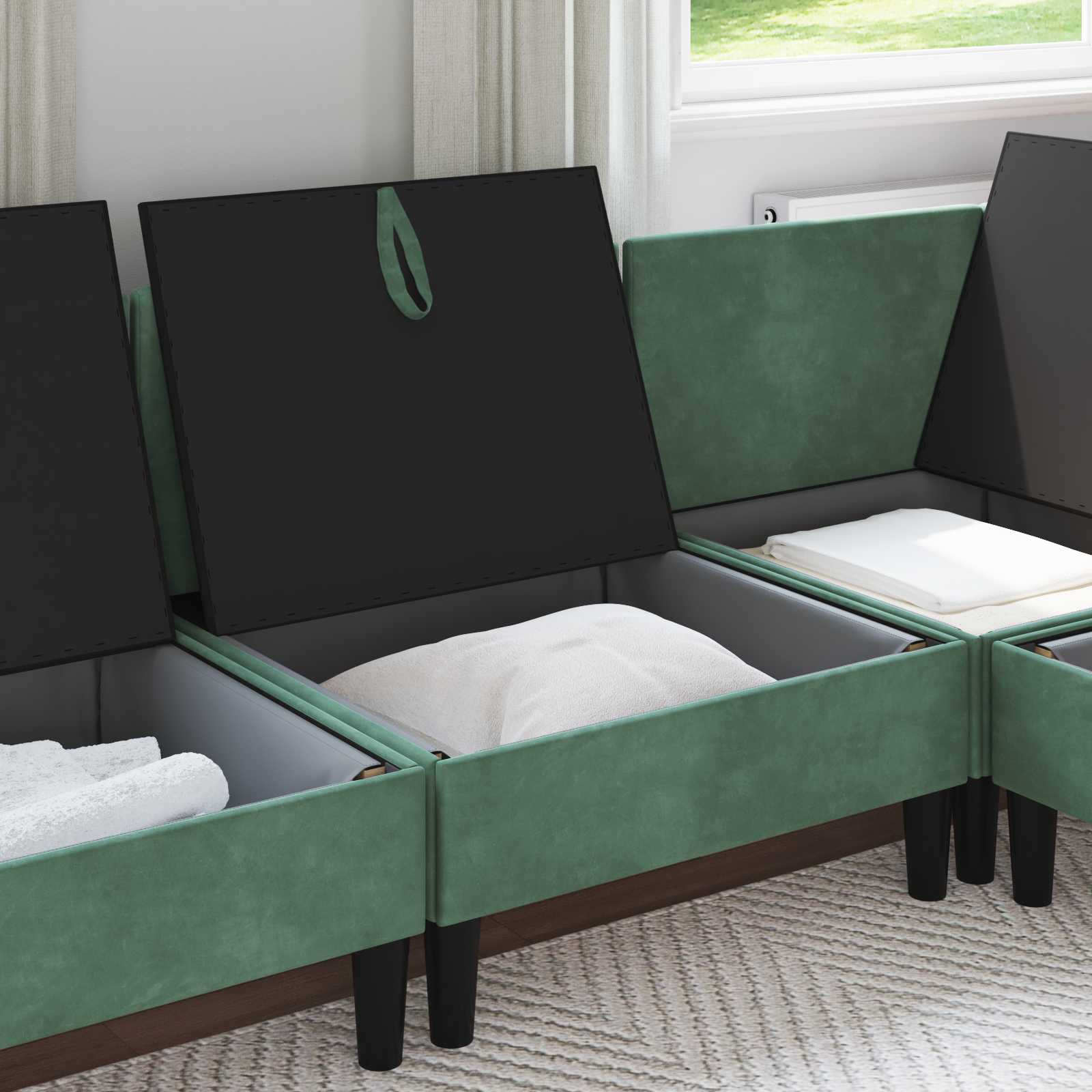 Mittels Sofa mit Stauraum Meergrün Samt