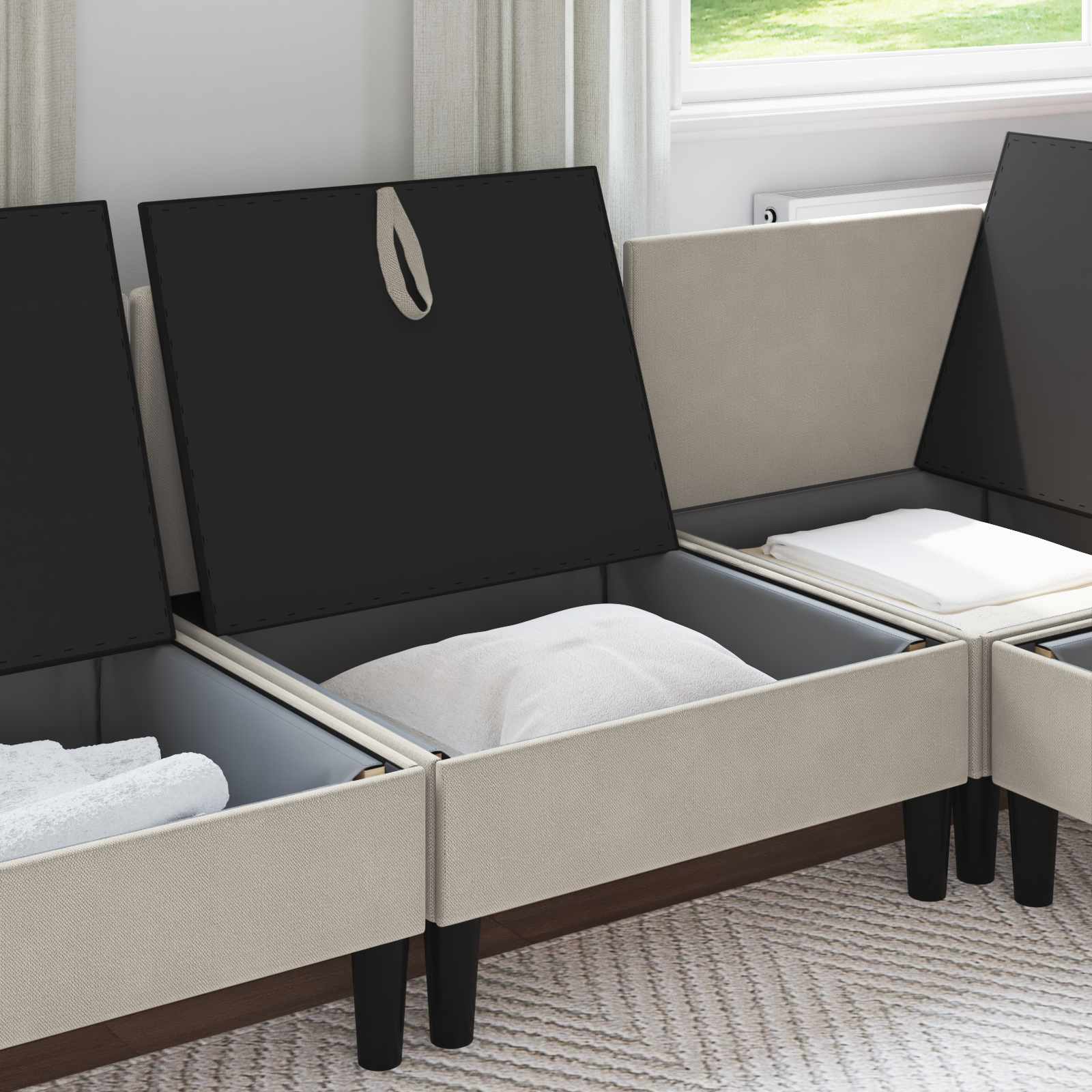 Mittelsofa mit Stauraum Hafer Samt