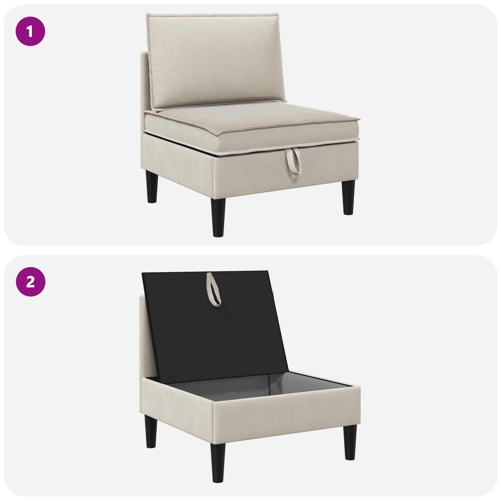 Mittelsofa mit Stauraum Hafer Samt
