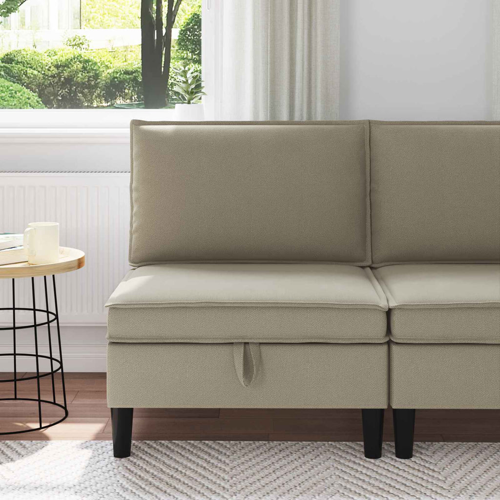 Mittelsofa mit Stauraum Sand Samt
