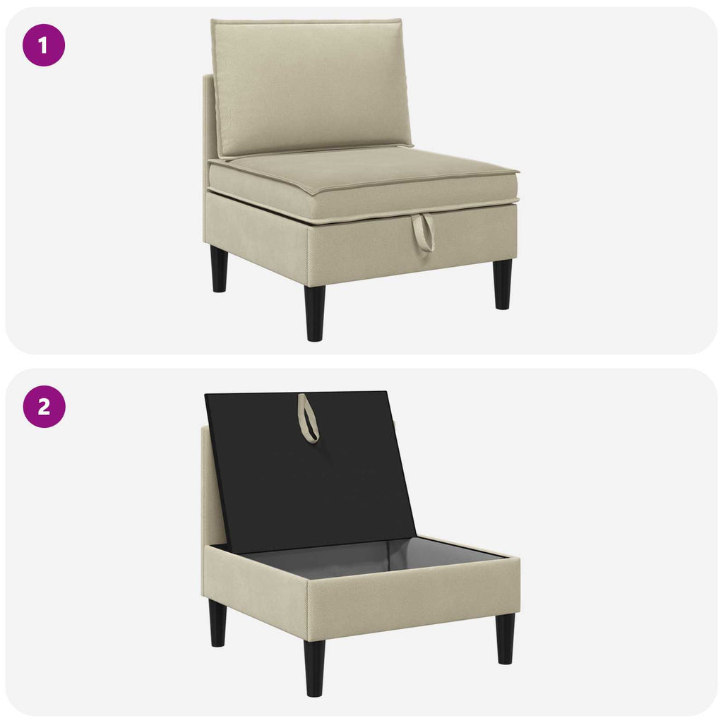 Mittelsofa mit Stauraum Sand Samt