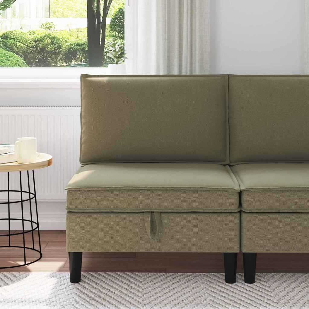 Mittelsofa mit Stauraum Khaki Samt