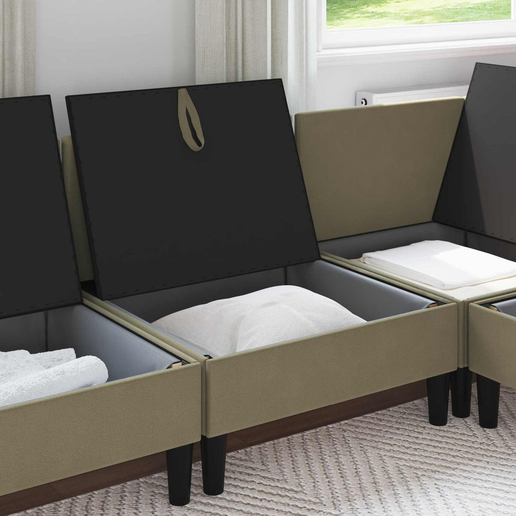 Mittelsofa mit Stauraum Khaki Samt