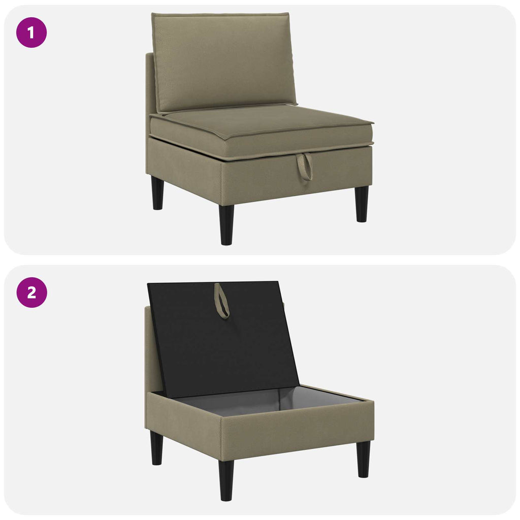 Mittelsofa mit Stauraum Khaki Samt