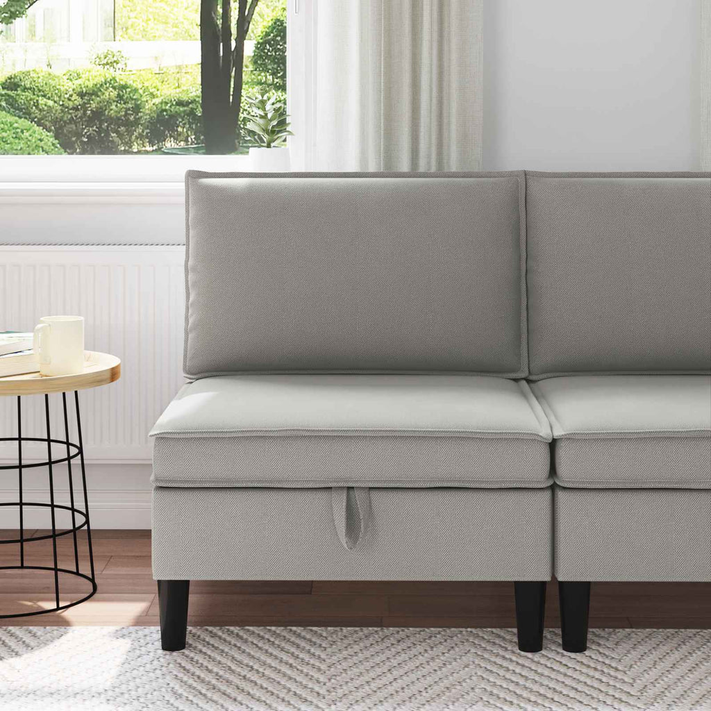 Mittelsofa mit Stauraum Hellgrau Samt