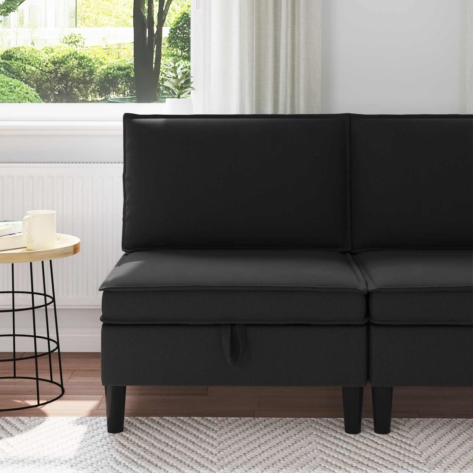 Mittelsofa mit Stauraum Schwarz Samt