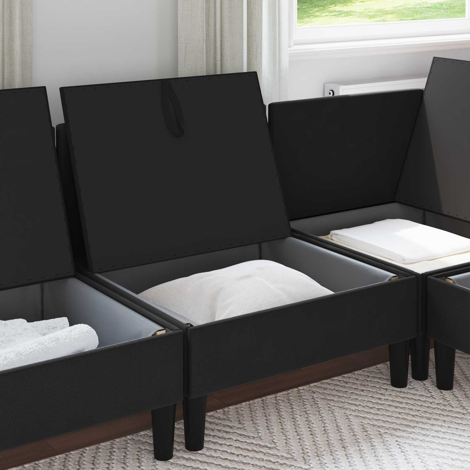 Mittelsofa mit Stauraum Schwarz Samt