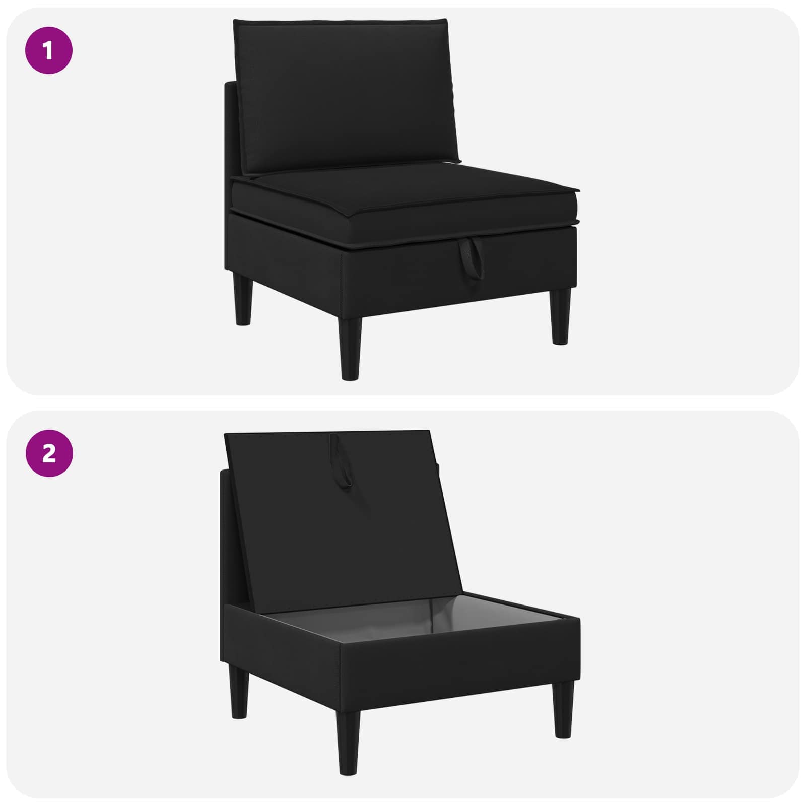 Mittelsofa mit Stauraum Schwarz Samt