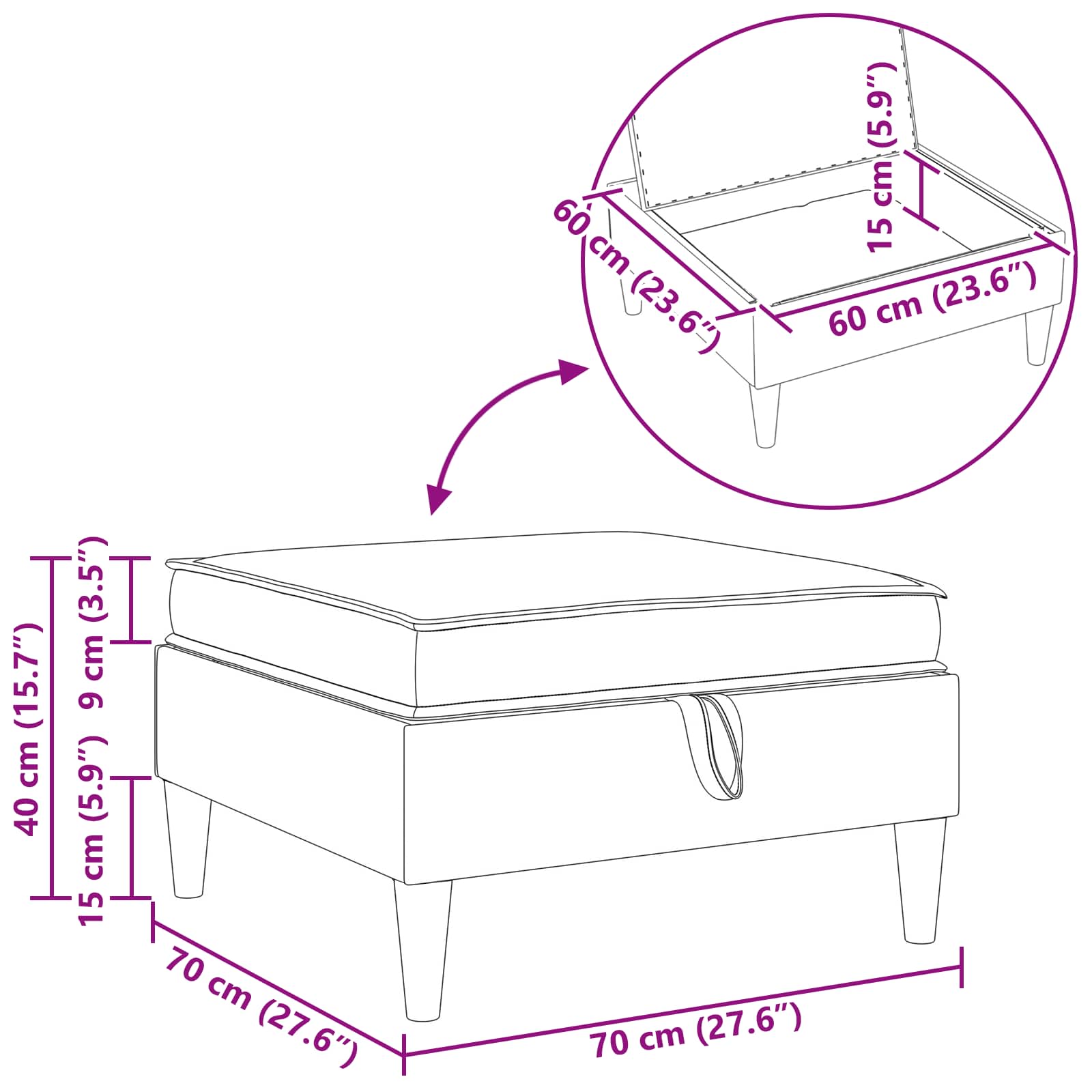 Sofa mit Stauraum Stoff