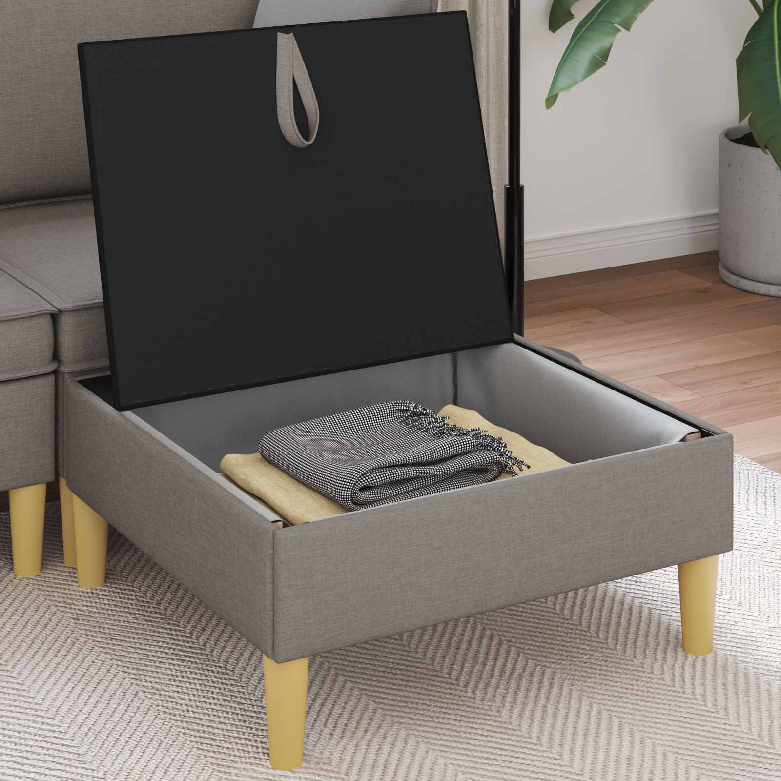 Sofa-Hocker mit Stauraum Taupe Stoff