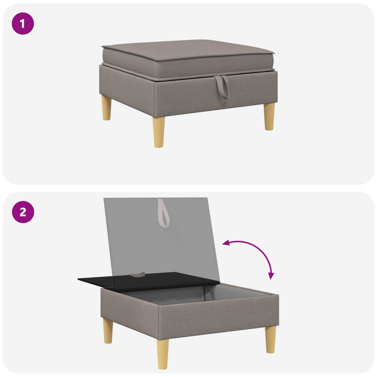 Sofa-Hocker mit Stauraum Taupe Stoff