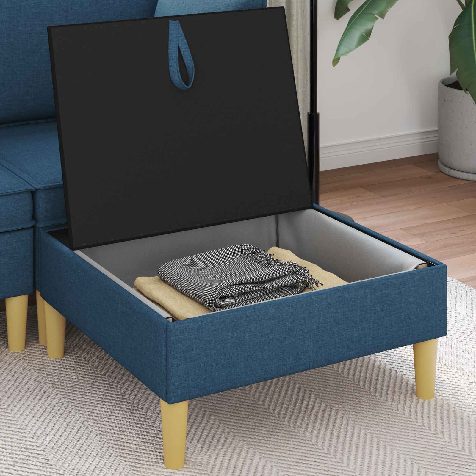 Sofa-Hocker mit Stauraum Blau Stoff