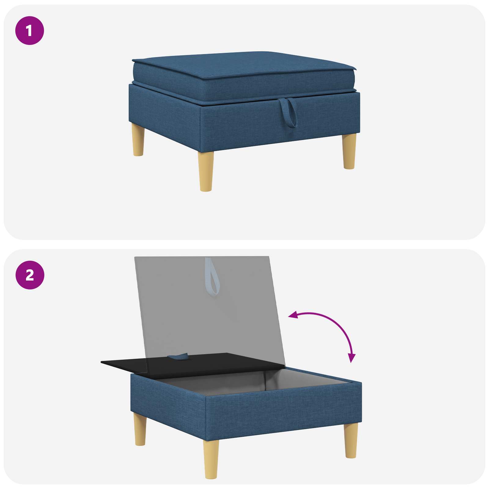 Sofa-Hocker mit Stauraum Blau Stoff