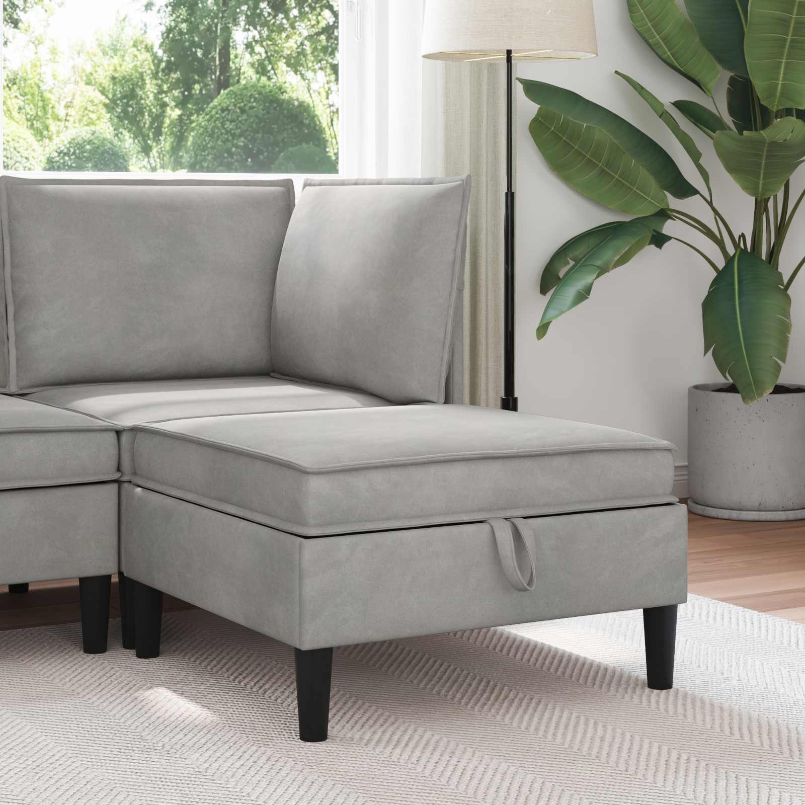Sofa-Hocker mit Stauraum Hellgrau Samt