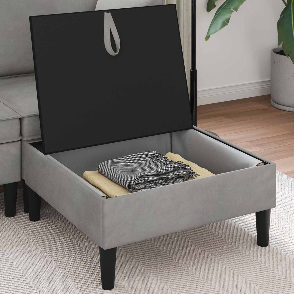 Sofa-Hocker mit Stauraum Hellgrau Samt