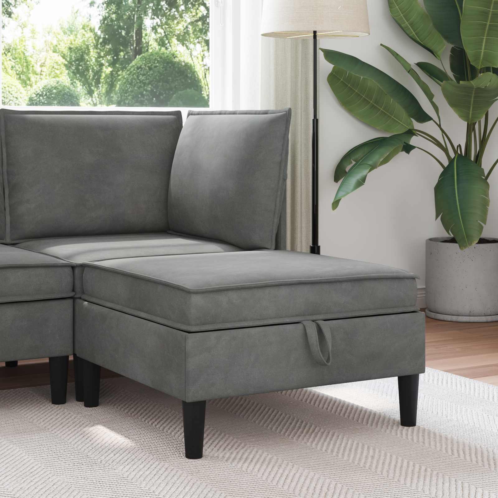 Sofa-Hocker mit Stauraum Dunkelgrau Samt