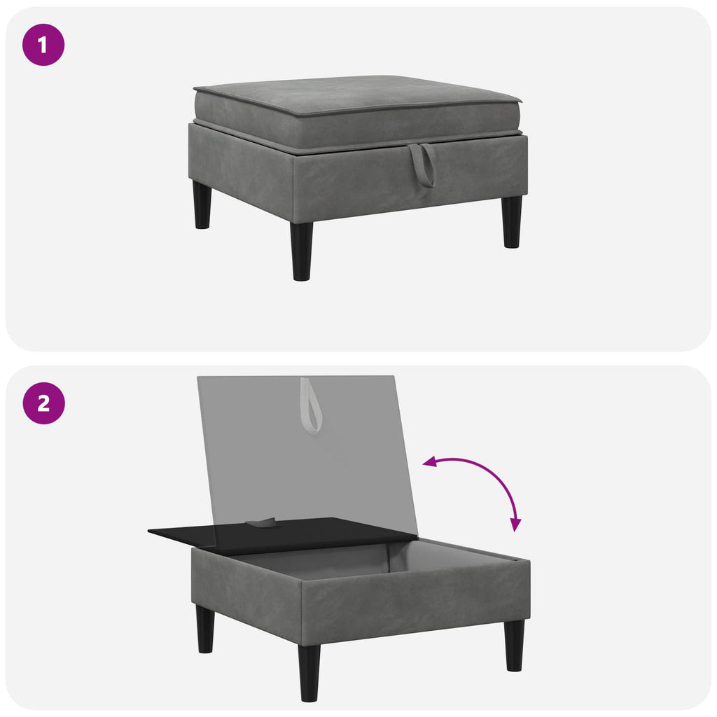 Sofa-Hocker mit Stauraum Dunkelgrau Samt