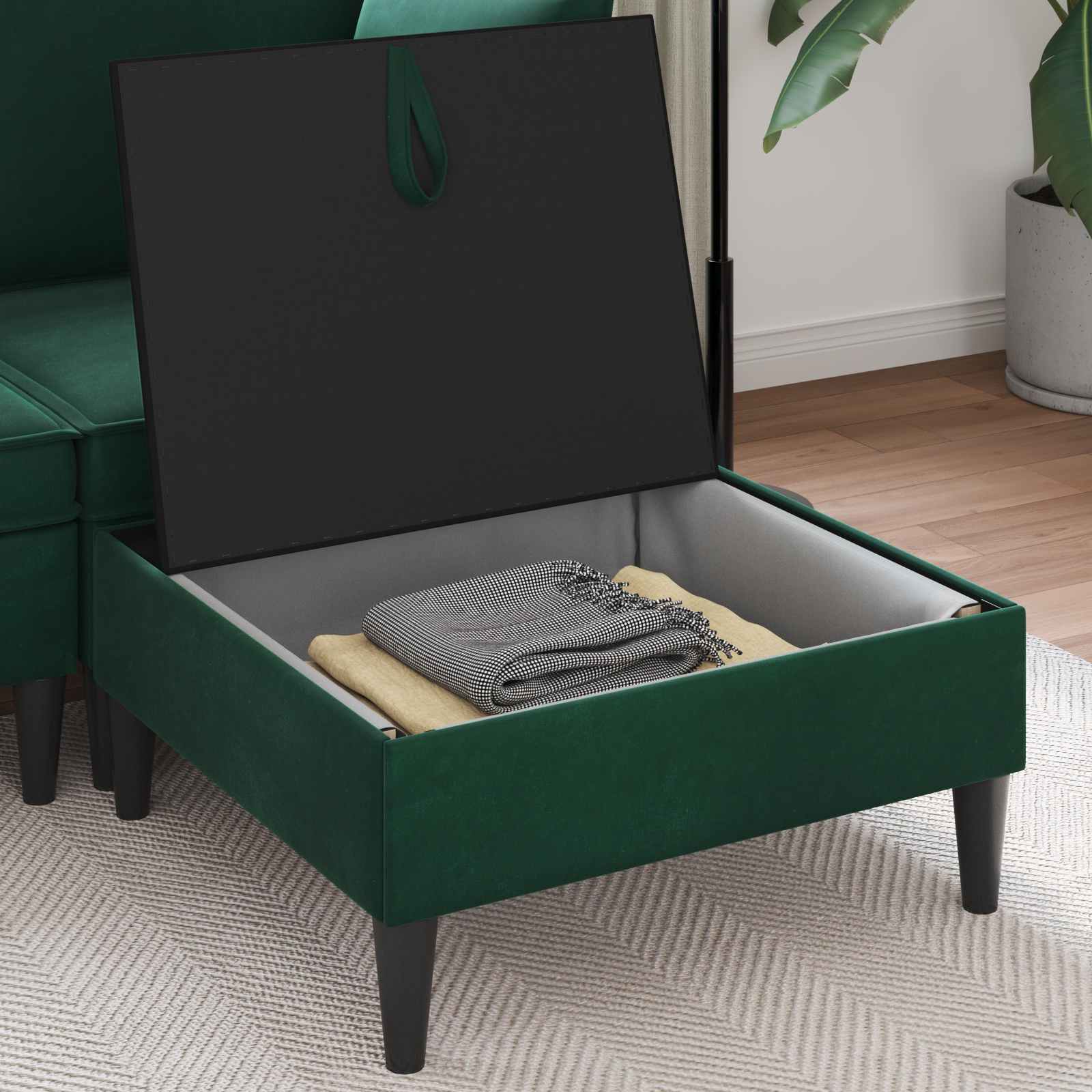 Sofa-Hocker mit Stauraum Dunkelgrün Samt