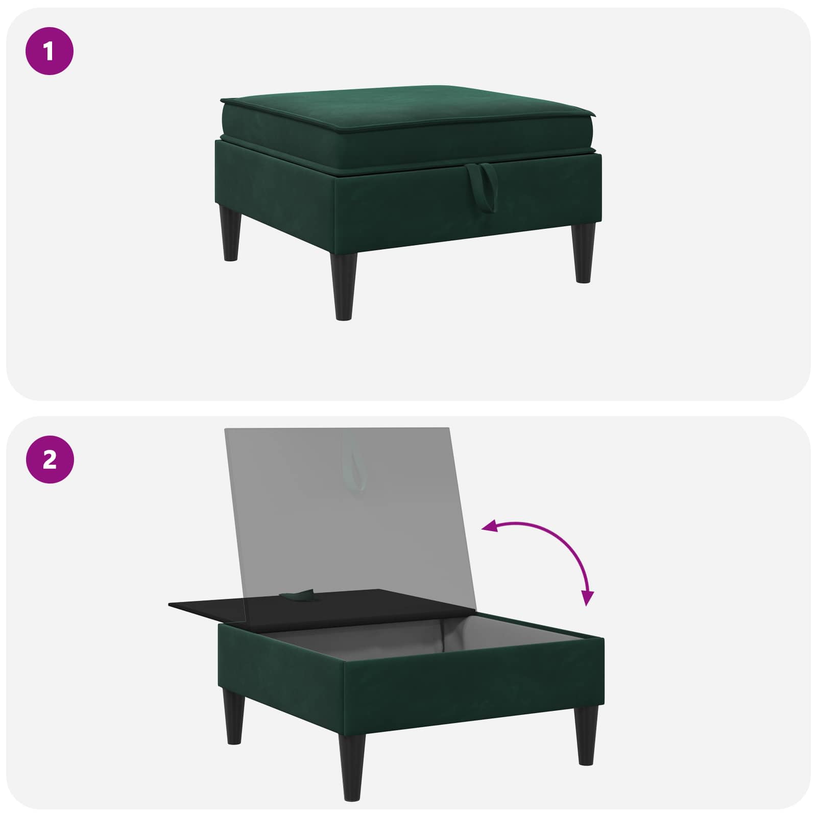 Sofa-Hocker mit Stauraum Dunkelgrün Samt