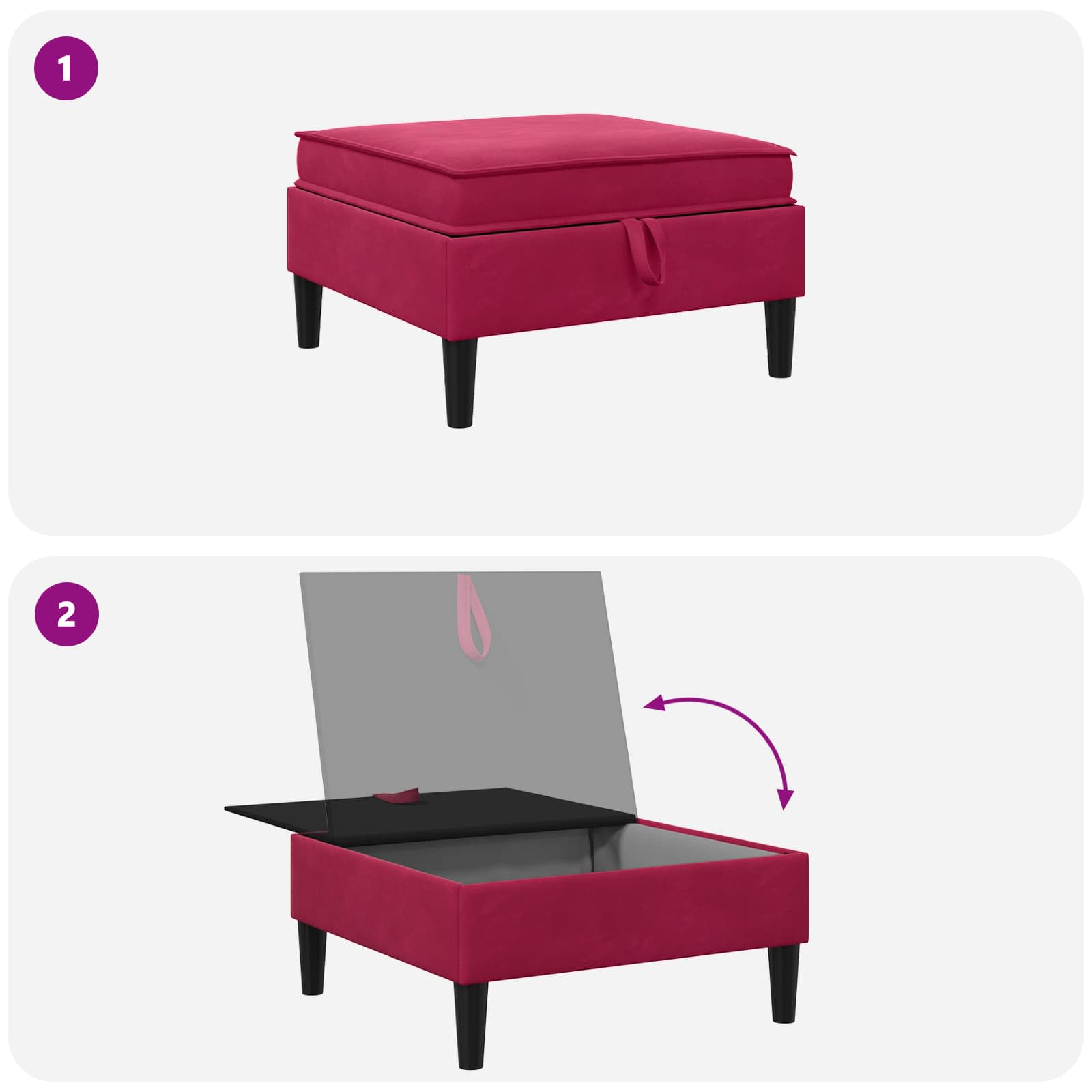 Sofa-Hocker mit Stauraum Weinrot Samt