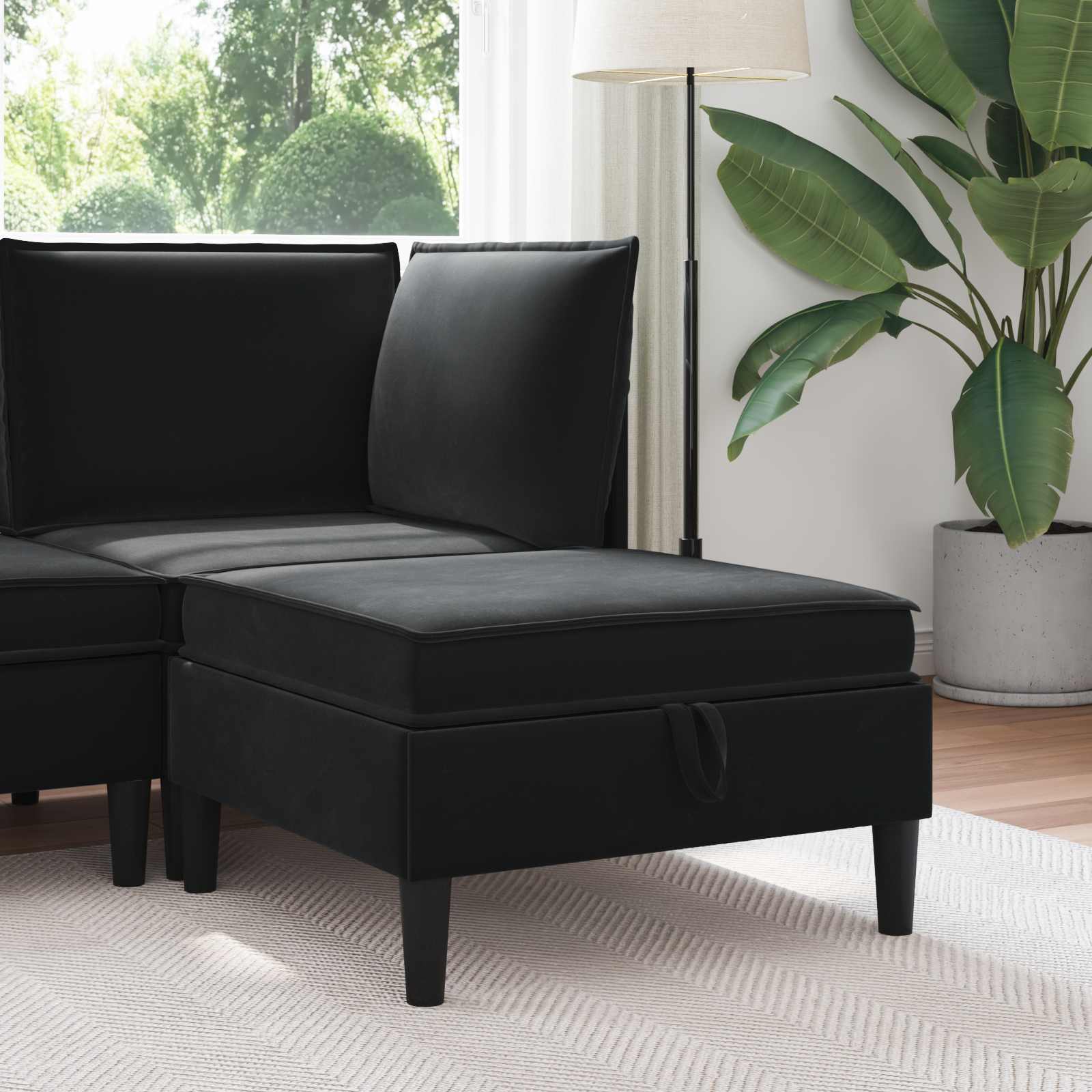 Sofa-Hocker mit Stauraum Schwarz Samt