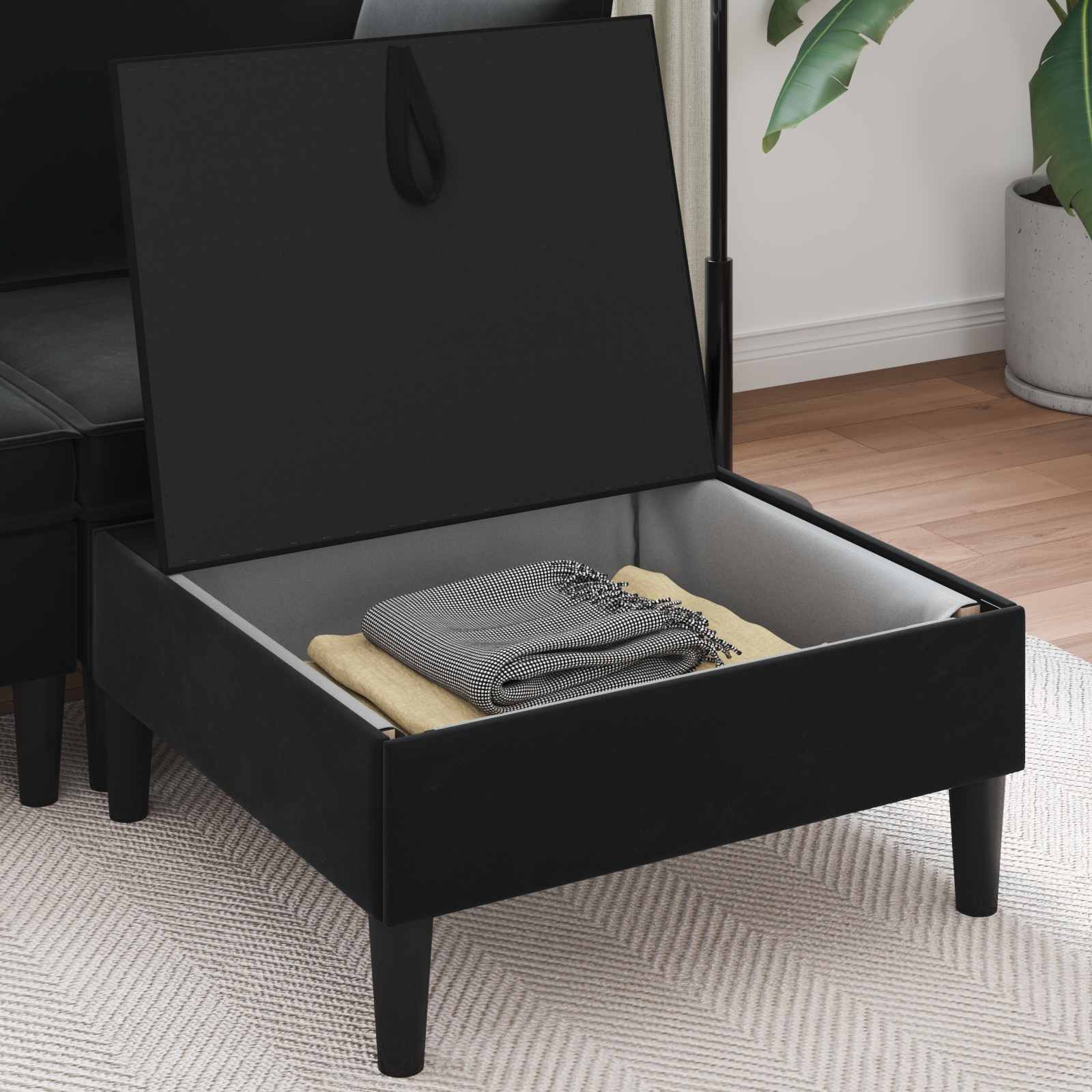 Sofa-Hocker mit Stauraum Schwarz Samt
