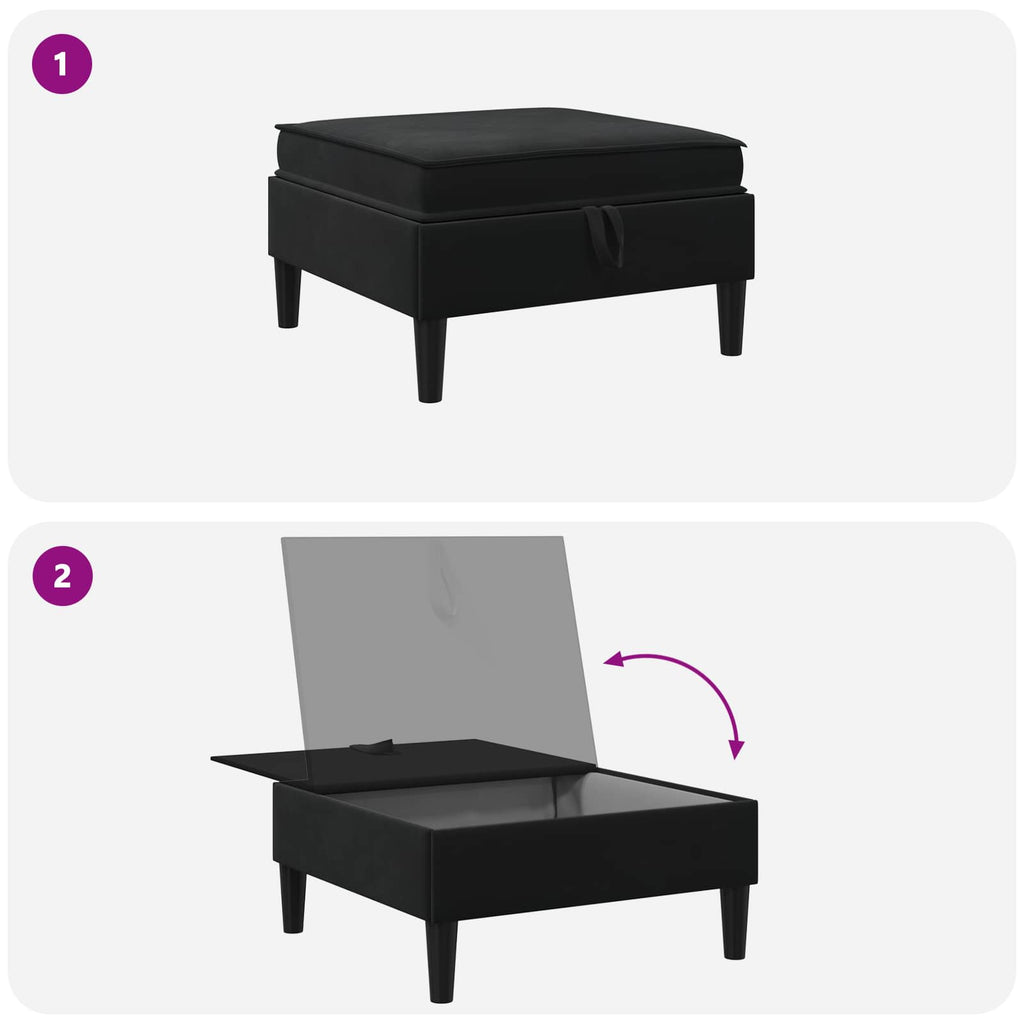Sofa-Hocker mit Stauraum Schwarz Samt
