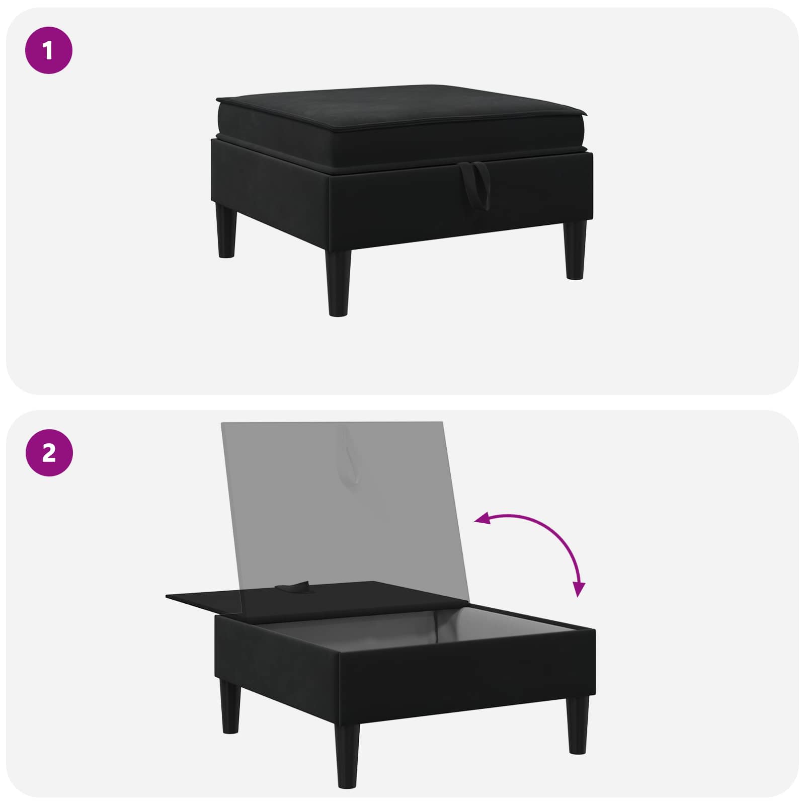 Sofa-Hocker mit Stauraum Schwarz Samt